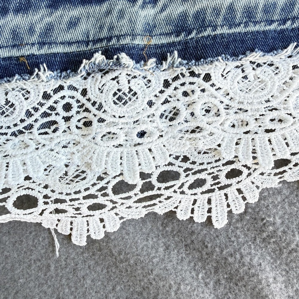 Cider Shorts Womens 4XL Blue High Rise Denim Lace Hem Cutoff Summer Plus Size - Picture 3 of 7